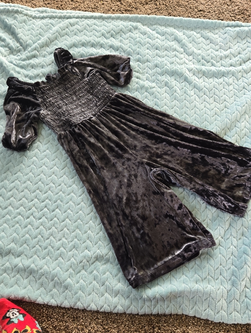 Old Navy Toddler Charcoal Gray Velvet Jumpsuit